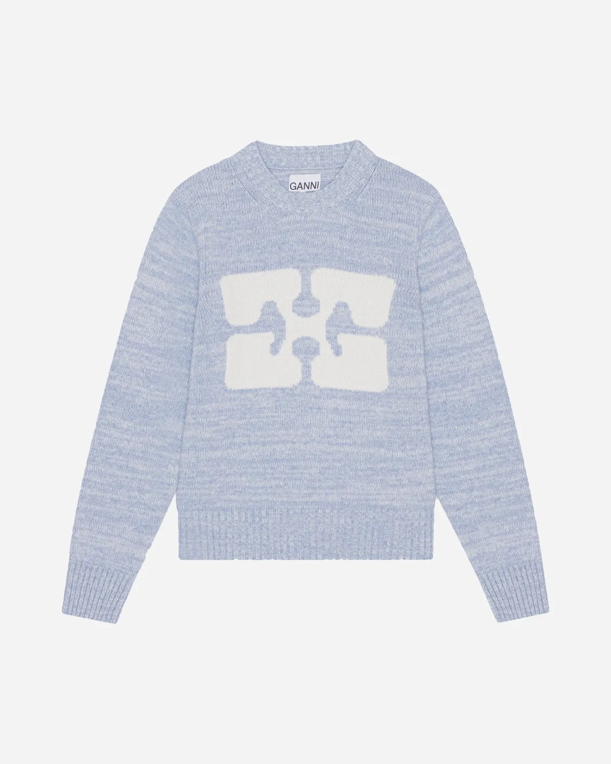 Graphic O-neck Pullover Butterfly - Ice Water