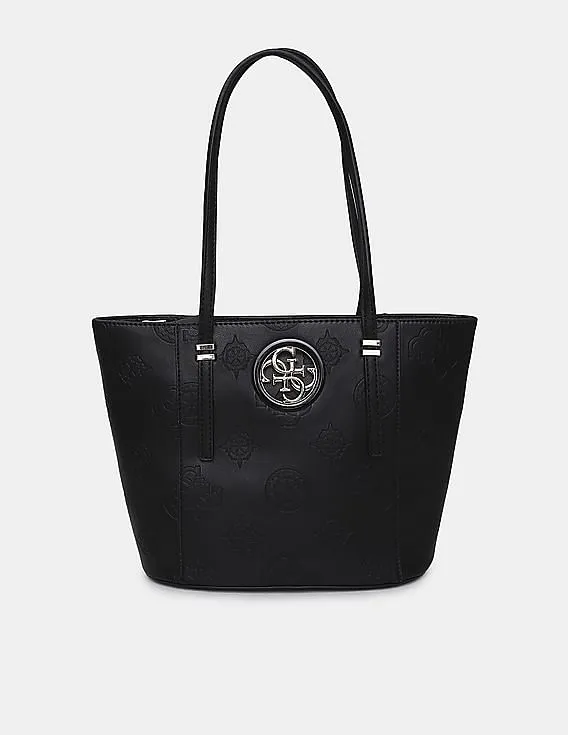 GUESS Women Black Embossed Open Road Small Tote