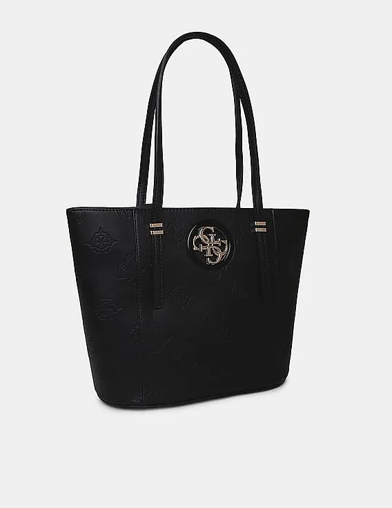 GUESS Women Black Embossed Open Road Small Tote