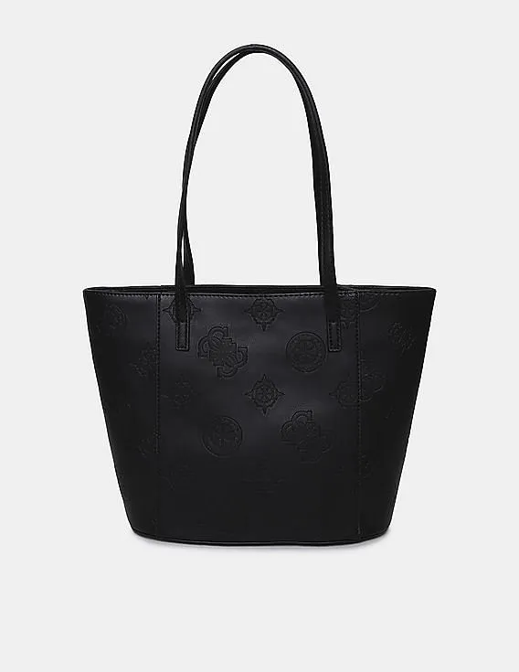 GUESS Women Black Embossed Open Road Small Tote