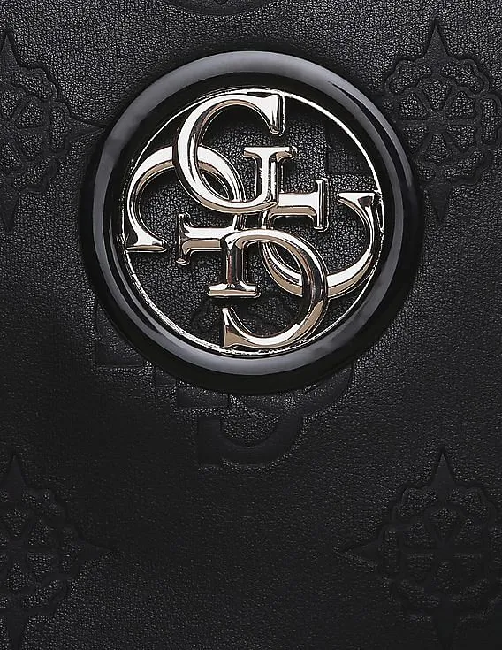 GUESS Women Black Embossed Open Road Small Tote