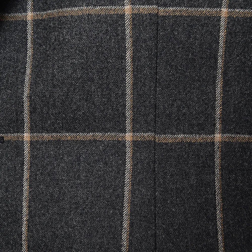 Hackett London Two-Tone Flannel Windowpane Jacket in Grey/Camel