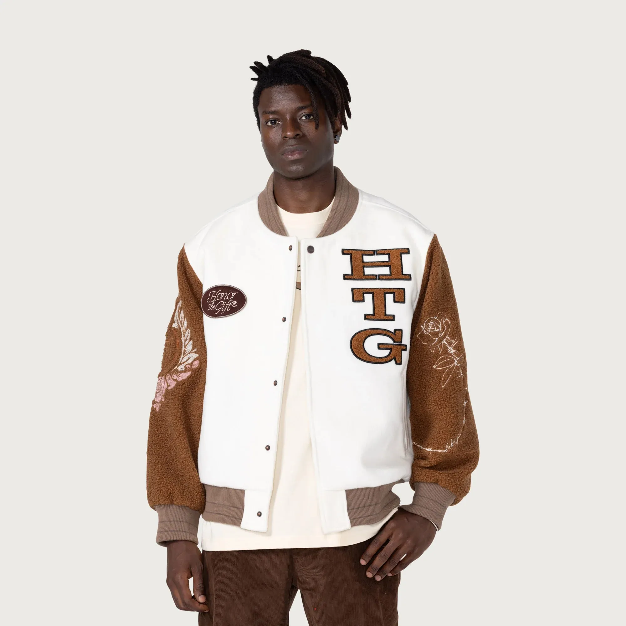 Honor The Gift Letterman Jacket 'Bone'