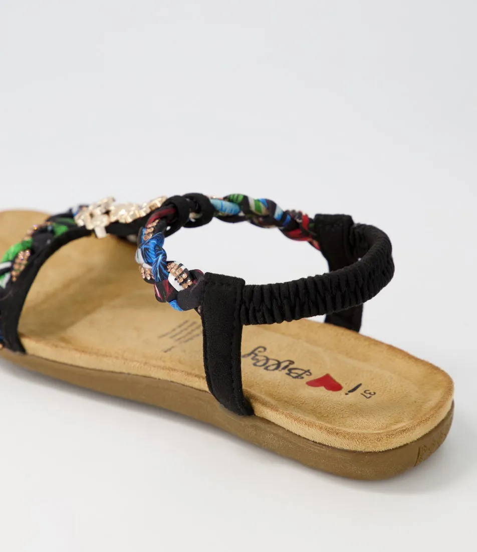 I LOVE BILLY Frose Black Multi Sandals