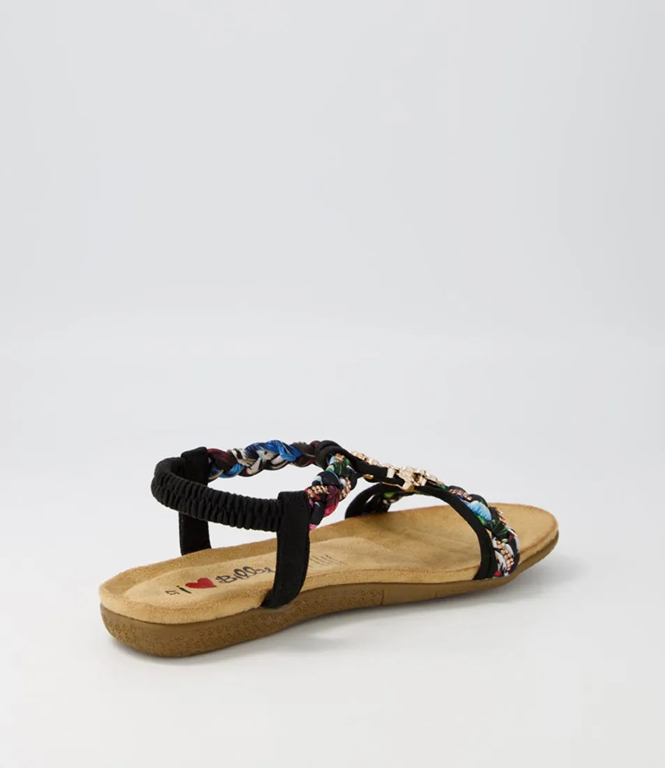 I LOVE BILLY Frose Black Multi Sandals