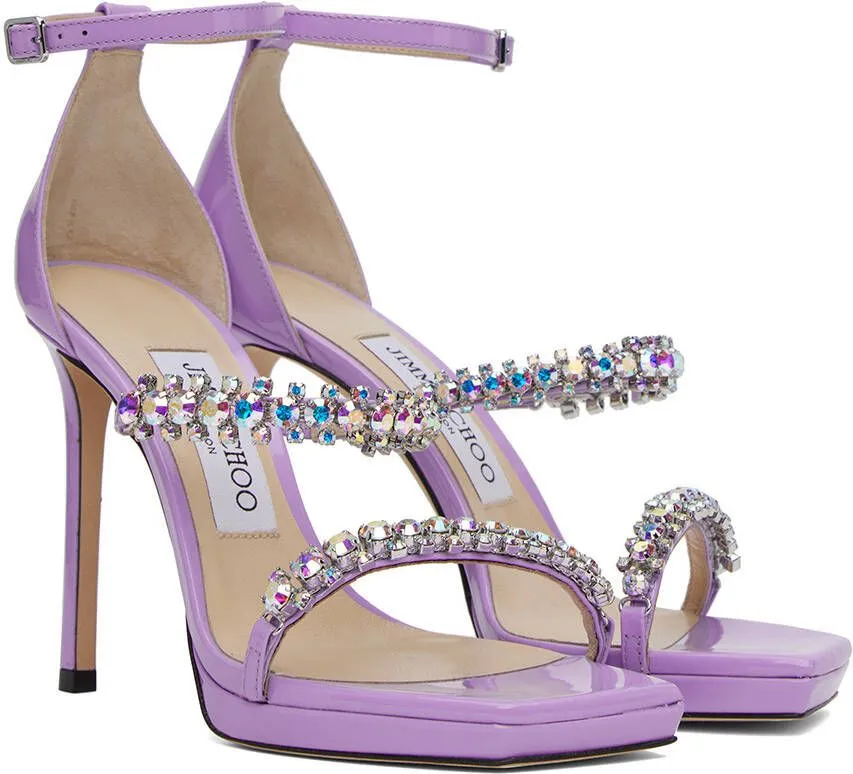 Jimmy Choo Purple Bing 100 Heeled Sandals