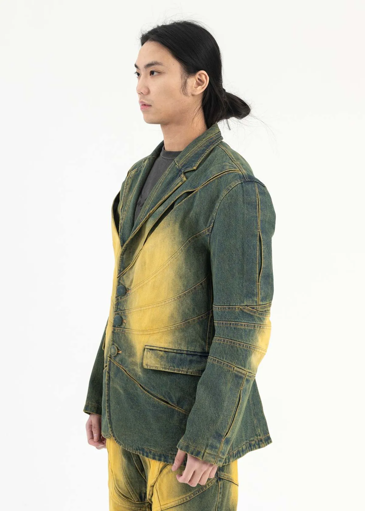 Juntae Kim Gather Slashed Washing Tailored Jacket - Washed Green