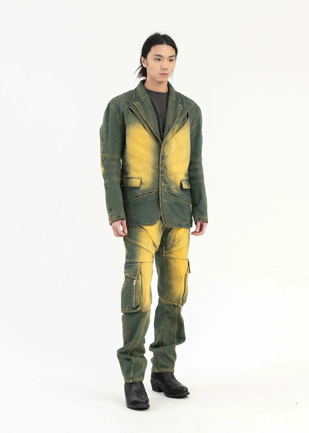 Juntae Kim Gather Slashed Washing Tailored Jacket - Washed Green