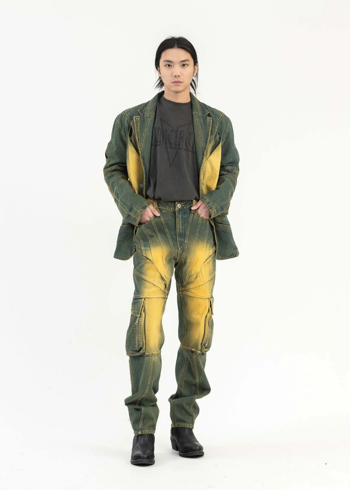 Juntae Kim Gather Slashed Washing Tailored Jacket - Washed Green