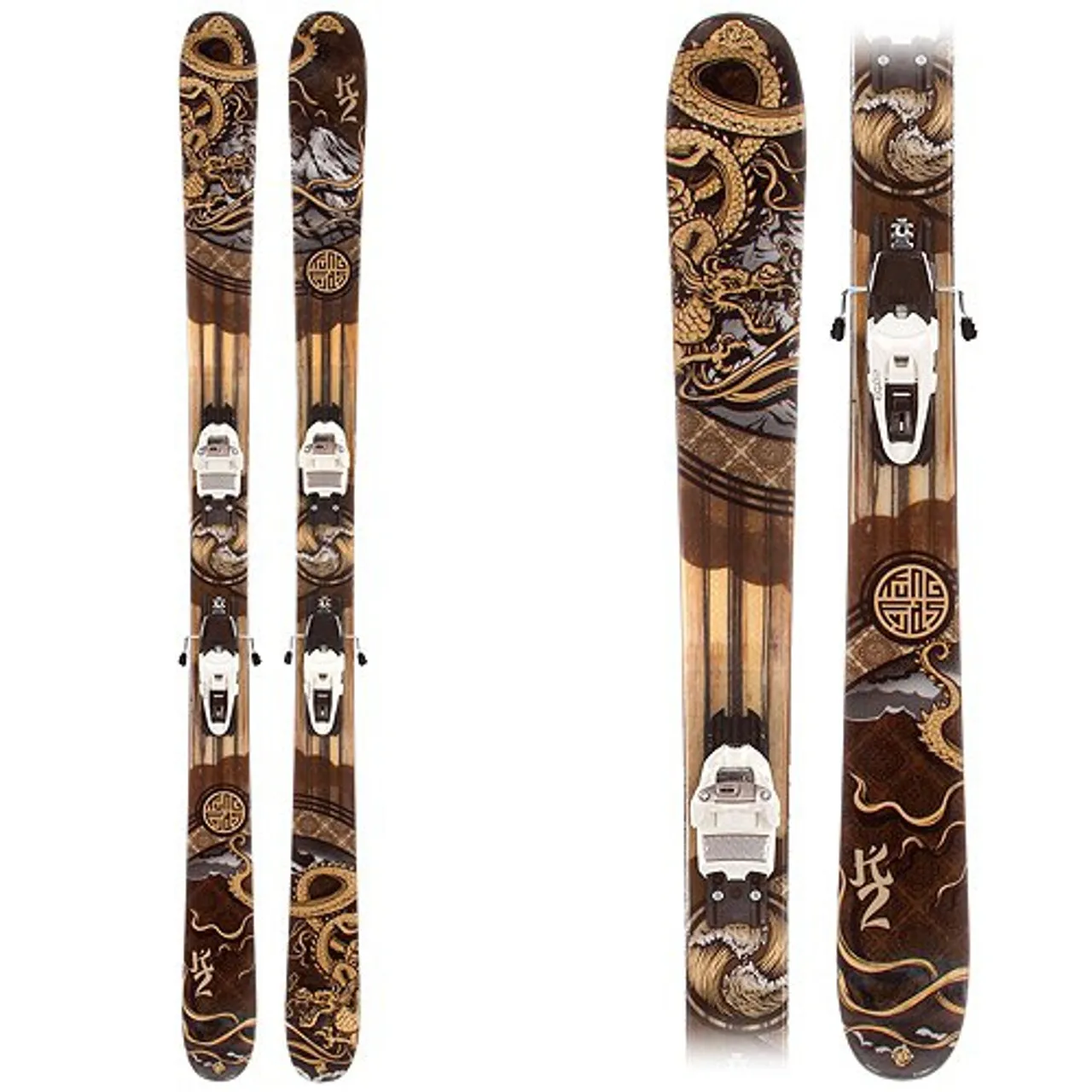 K2 Kung Fujas Skis with Marker Squire Schizo Bindings 2012