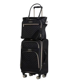 Kenneth Cole Reaction Women's Chelsea Chevron Softside 8-Wheel Expandable Luggage & Chelsea Tote 2-Piece Bundle (20 Carry-On & 