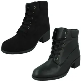 Ladies Spot On Lace Up Ankle Boot F5R1167