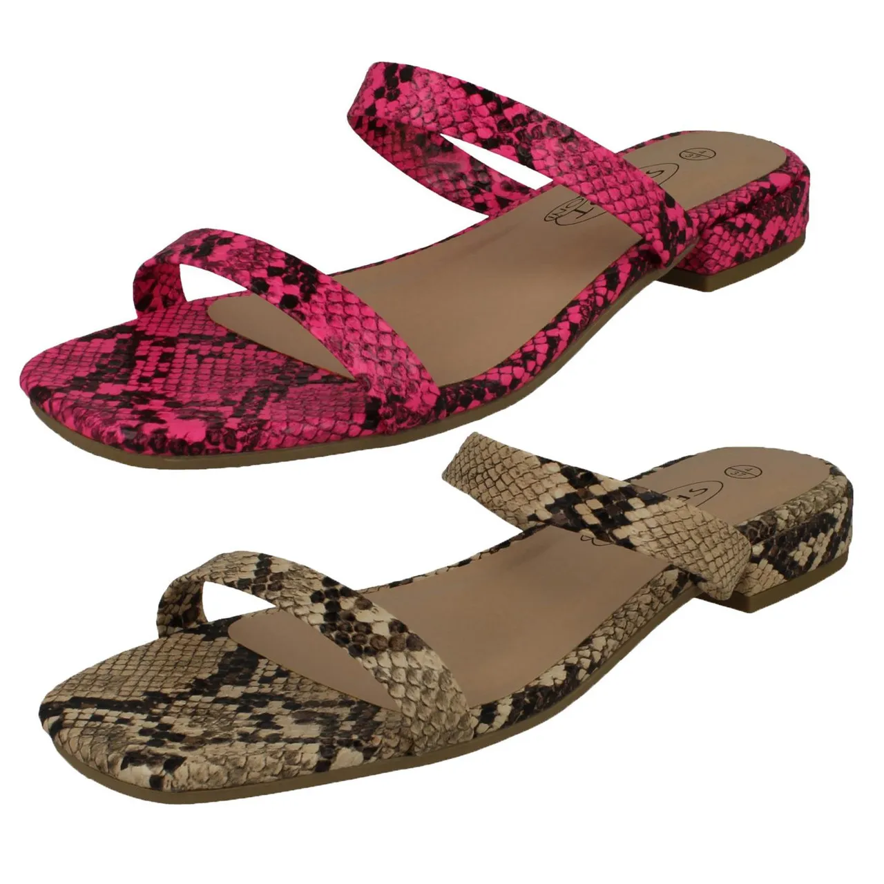 Ladies Spot On Snake Print Sandals F00254