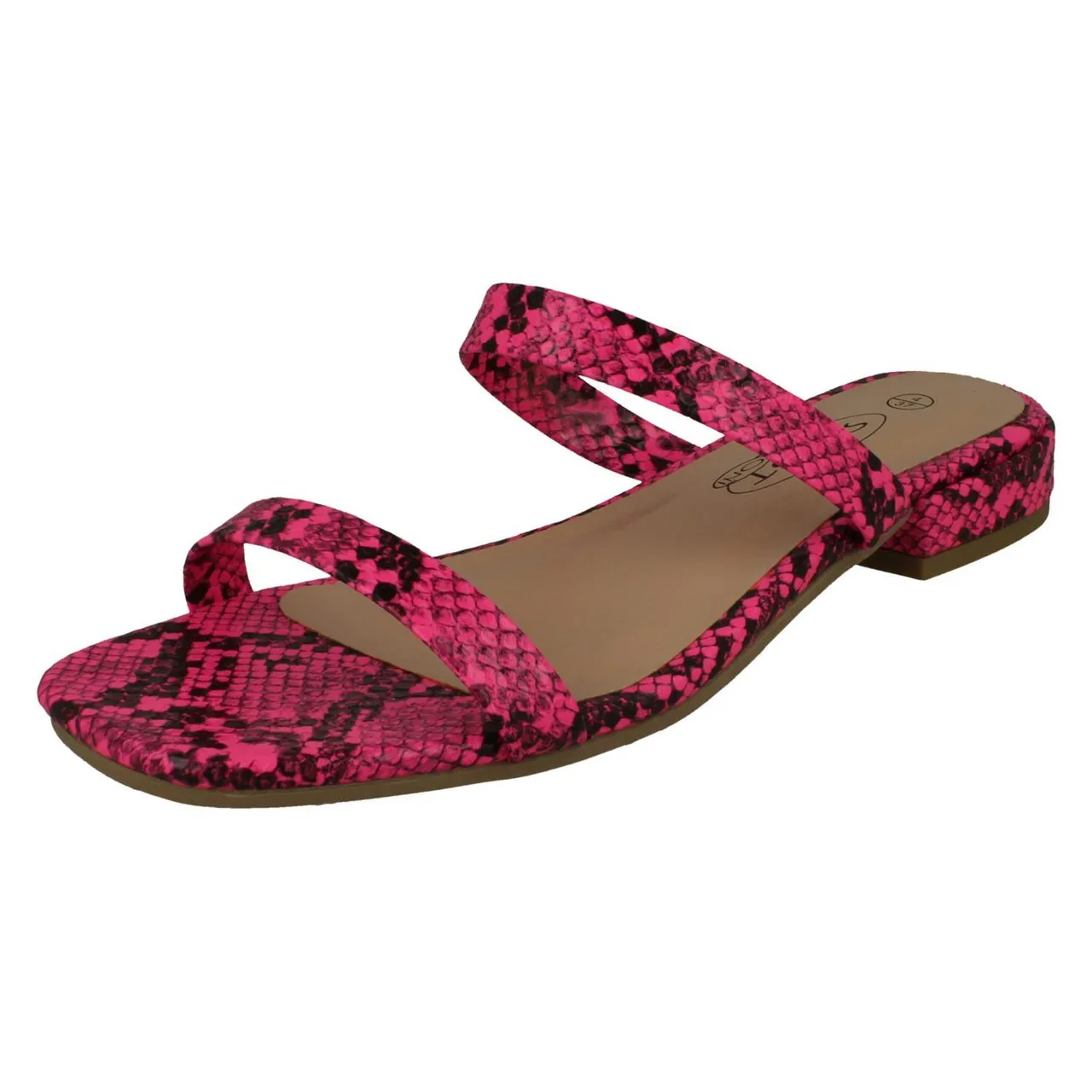 Ladies Spot On Snake Print Sandals F00254