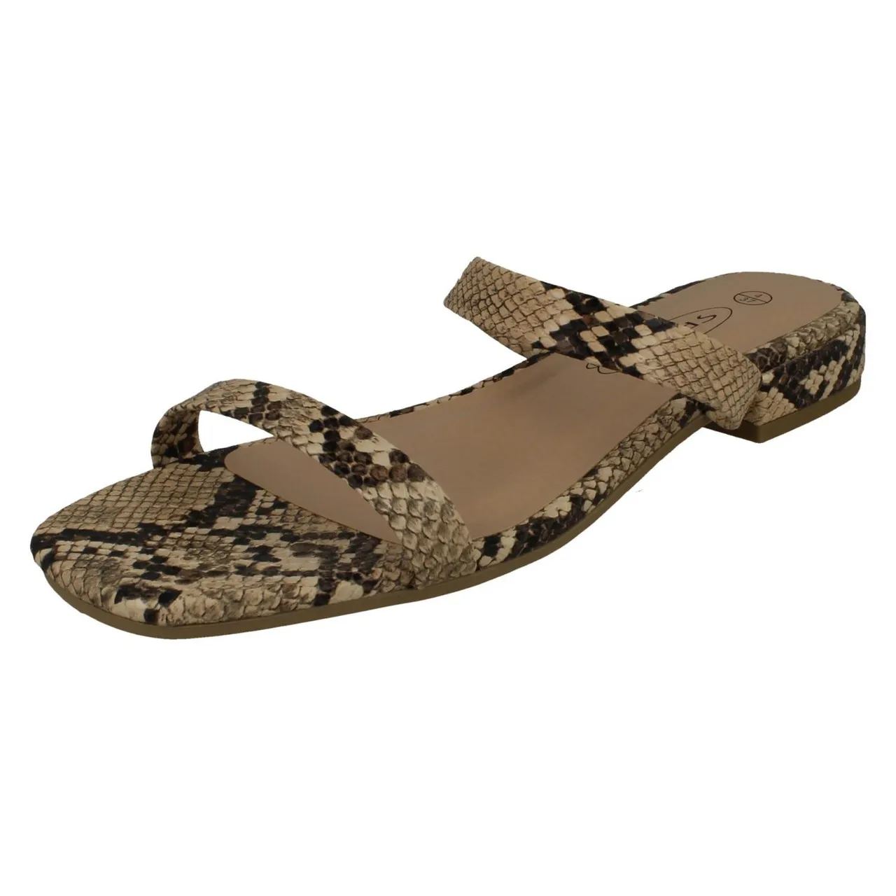 Ladies Spot On Snake Print Sandals F00254