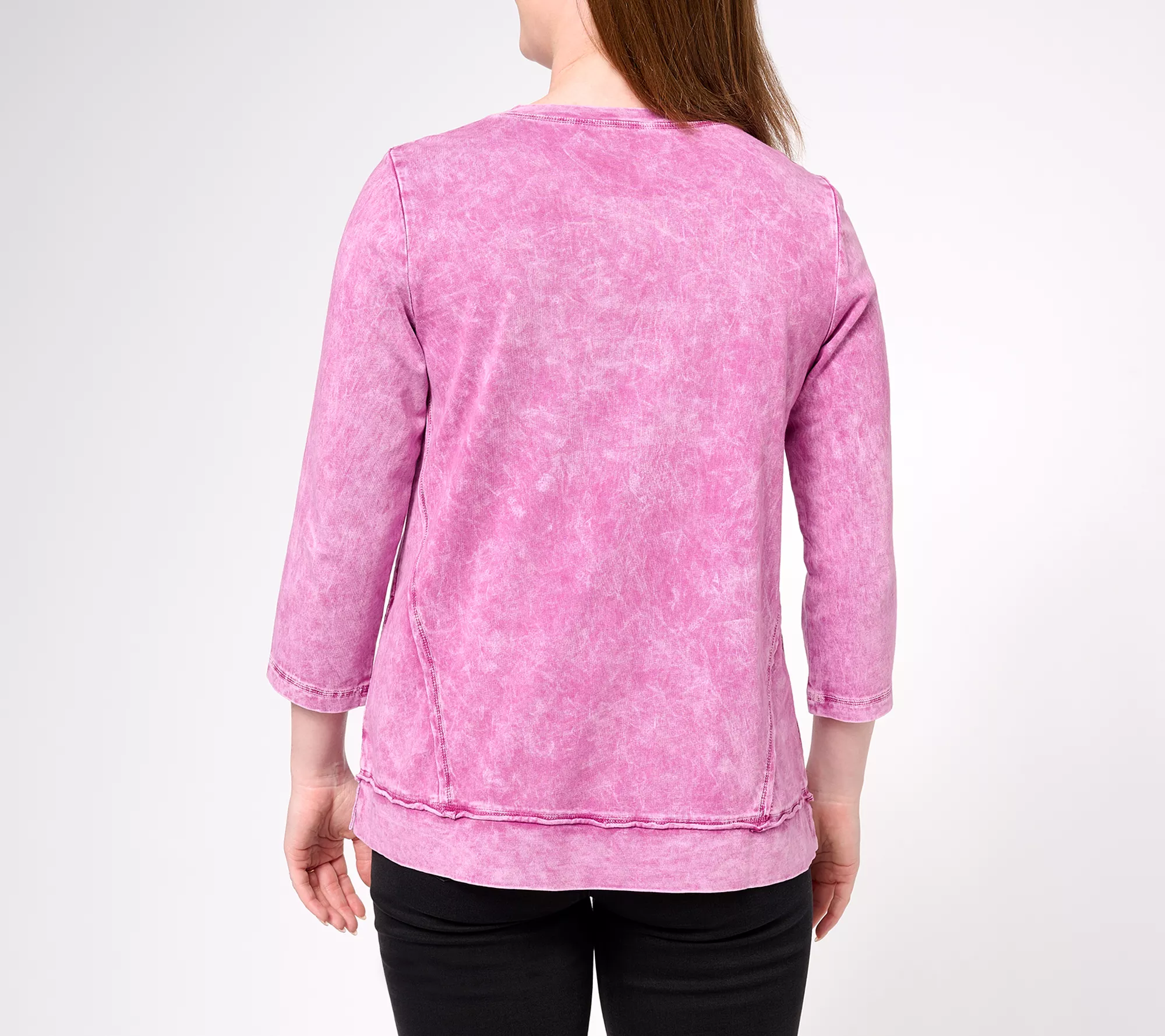 LOGO Lounge by Lori Goldstein Sun Faded Cotton 3/4 Sleeve Pullover