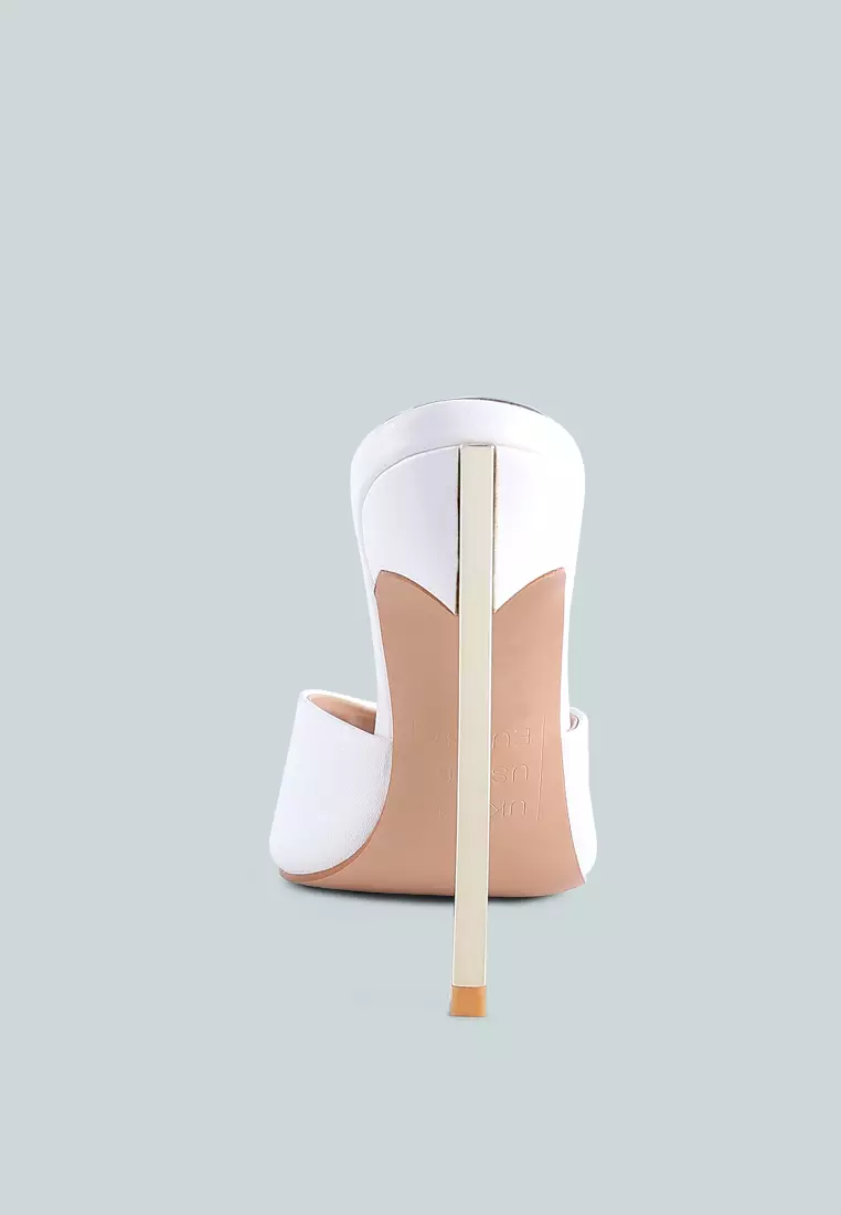 London Rag White High Heeled Sliders Sandals