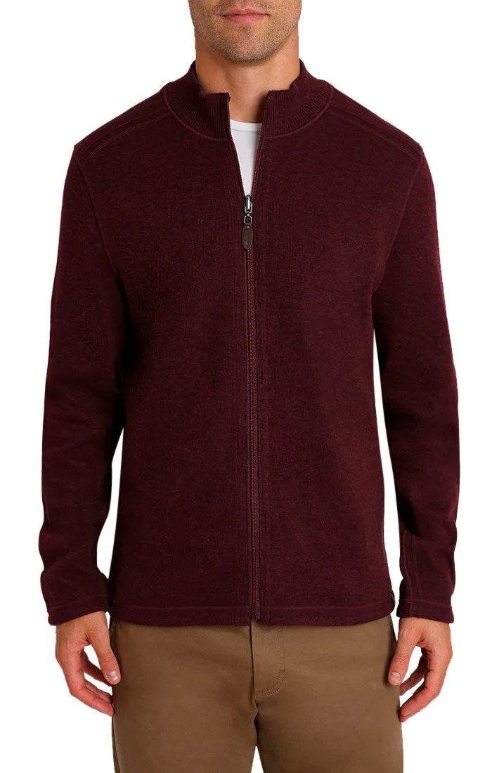 Maroon Full Zip Reversible Flatback Rib Pullover