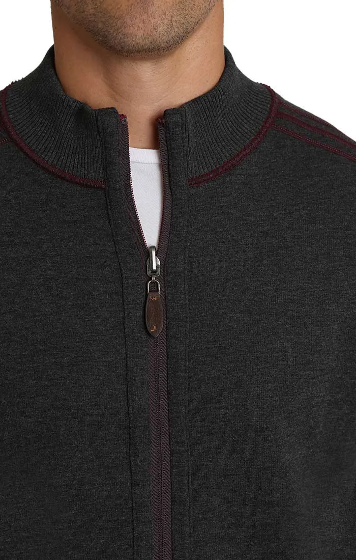 Maroon Full Zip Reversible Flatback Rib Pullover