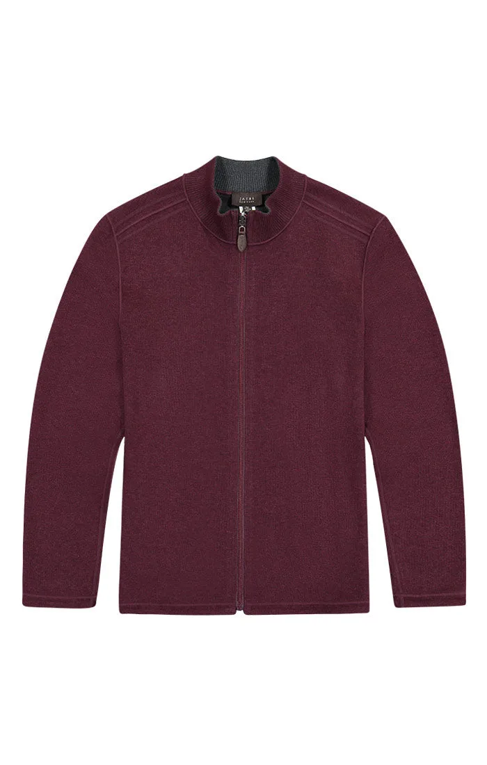 Maroon Full Zip Reversible Flatback Rib Pullover