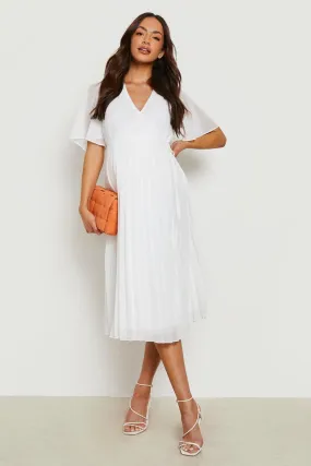 Maternity Wrap Pleated Skater Midi Dress