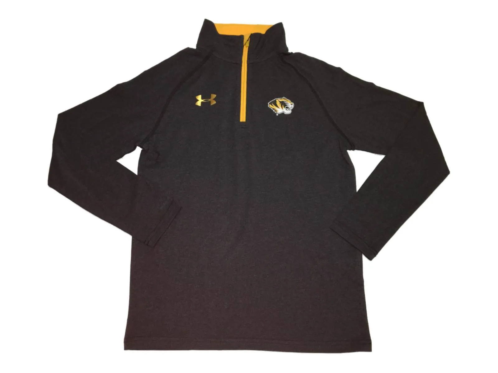 Missouri Tigers Under Armour Loose YOUTH Gray 1/4 Zip Lightweight Pullover (M)