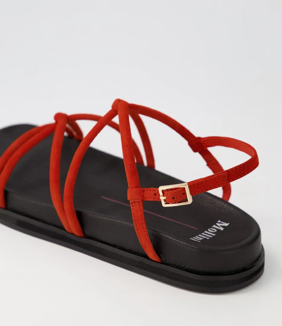 MOLLINI Hamar Burnt Orange Black Suede Sandals