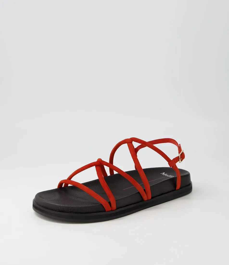 MOLLINI Hamar Burnt Orange Black Suede Sandals