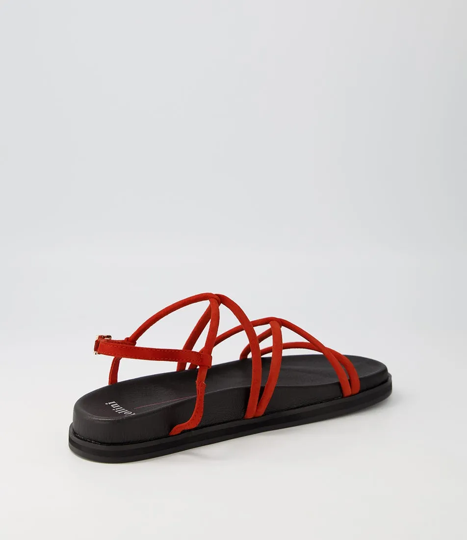 MOLLINI Hamar Burnt Orange Black Suede Sandals