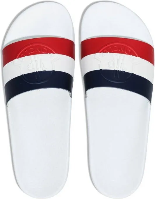 Moncler Basile stripe flat slides White