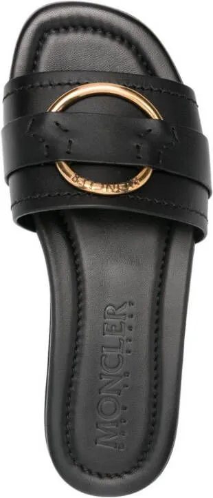 Moncler Bell leather slides Black