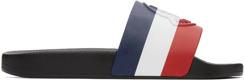 Moncler Black Striped Basile Slides