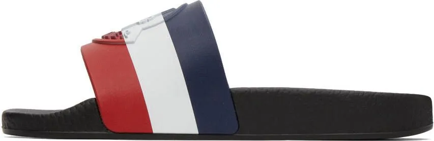 Moncler Black Striped Basile Slides