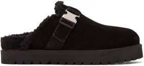 Moncler Black Suede Mon Mule Slides