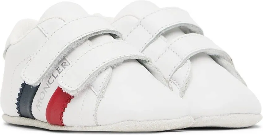 Moncler Enfant Baby White Stripe Sneakers