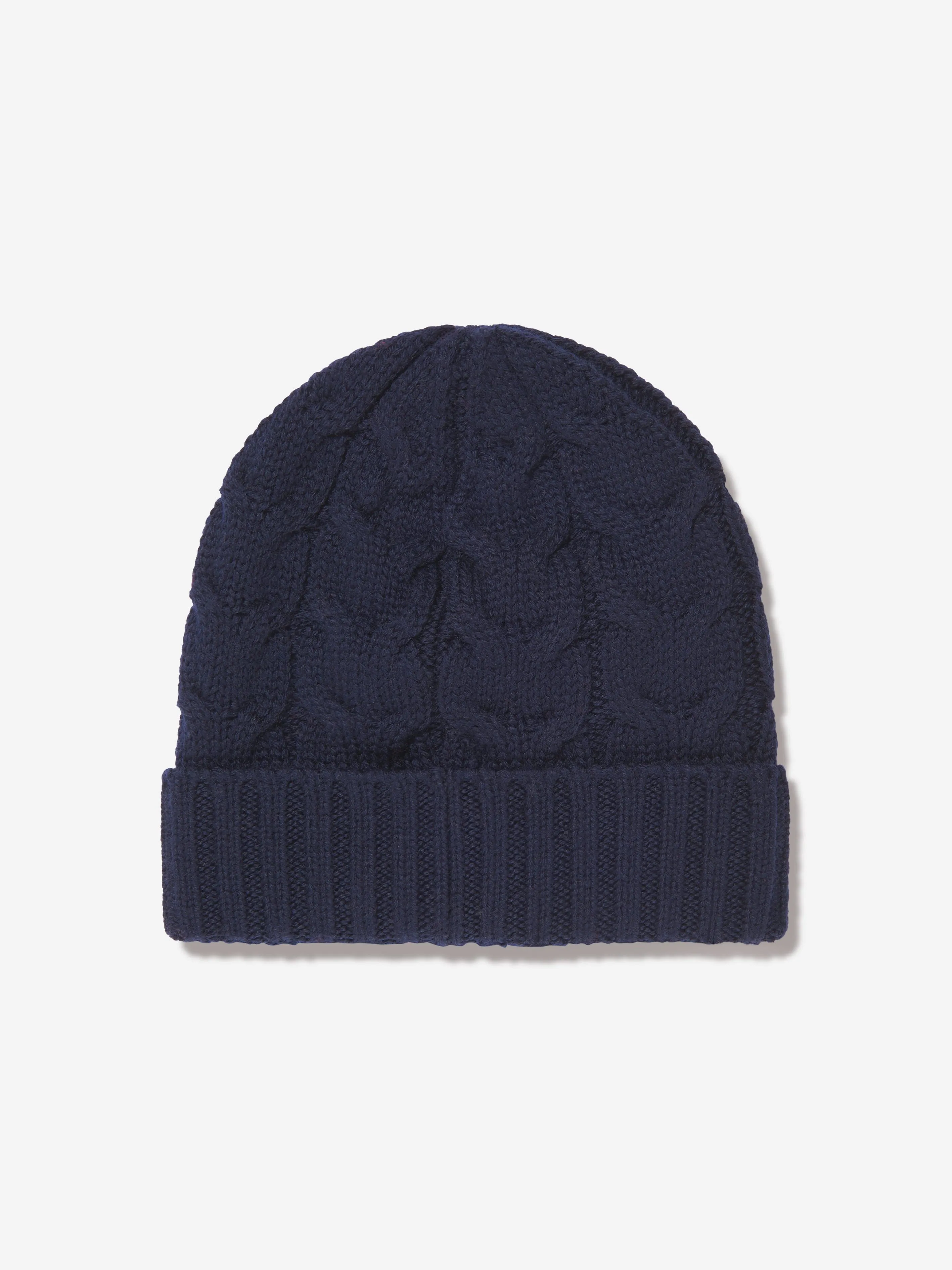 Moncler Enfant Boys Cable Knit Wool Beanie in Navy