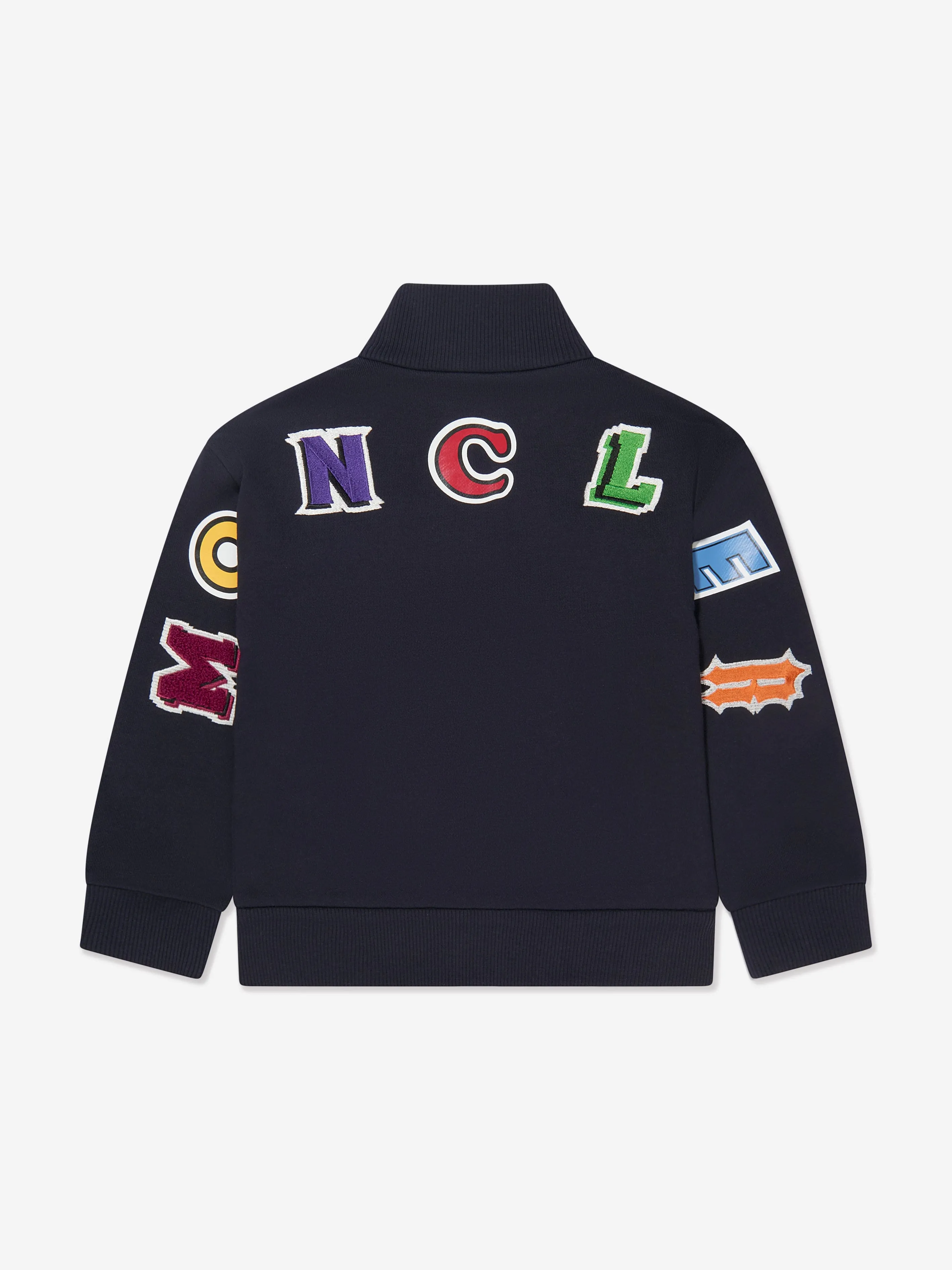 Moncler Enfant Boys Logo Zip Up Sweatshirt in Navy