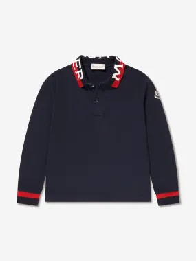 Moncler Enfant Boys Long Sleeve Polo Shirt in Navy