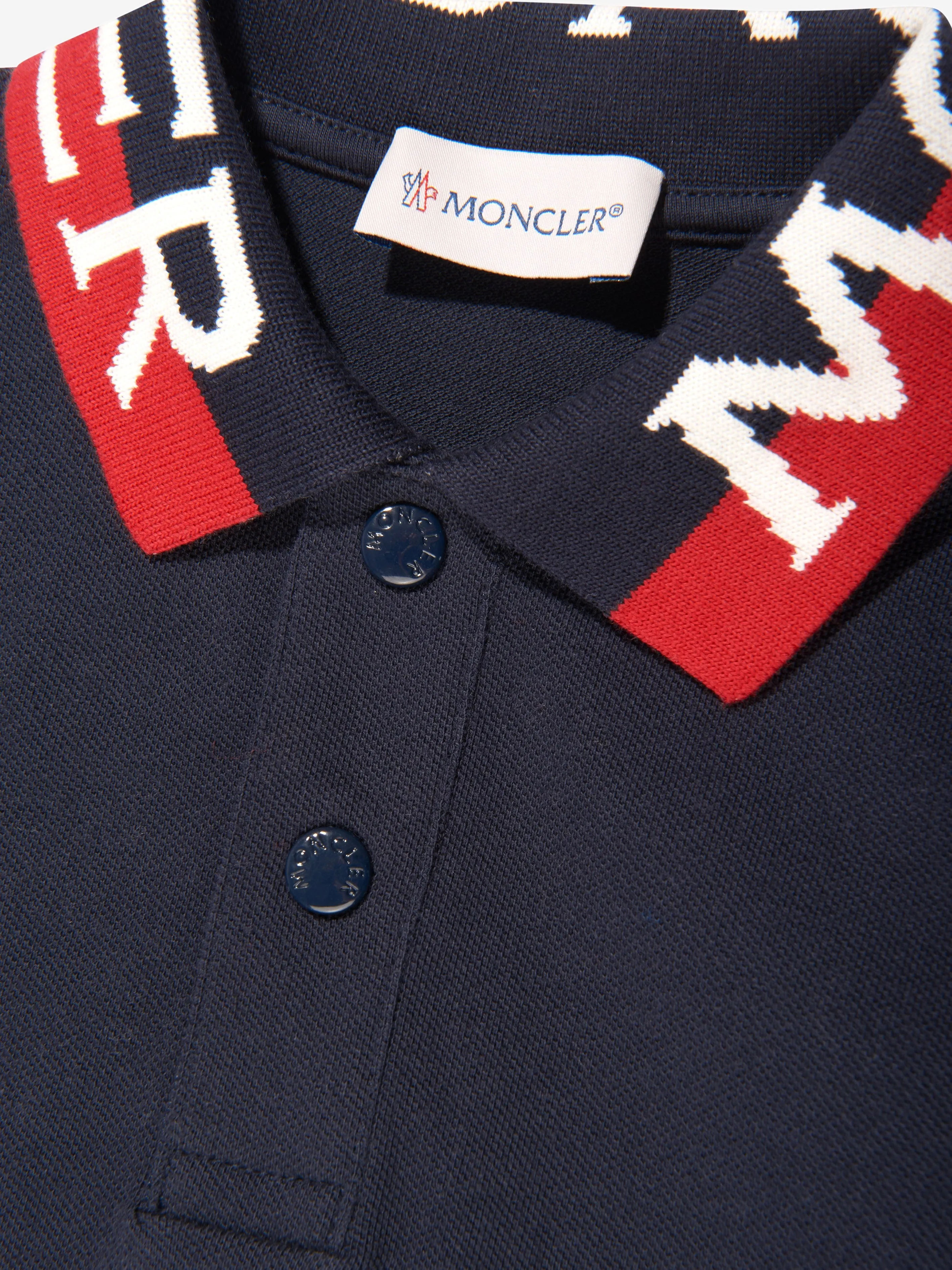 Moncler Enfant Boys Long Sleeve Polo Shirt in Navy