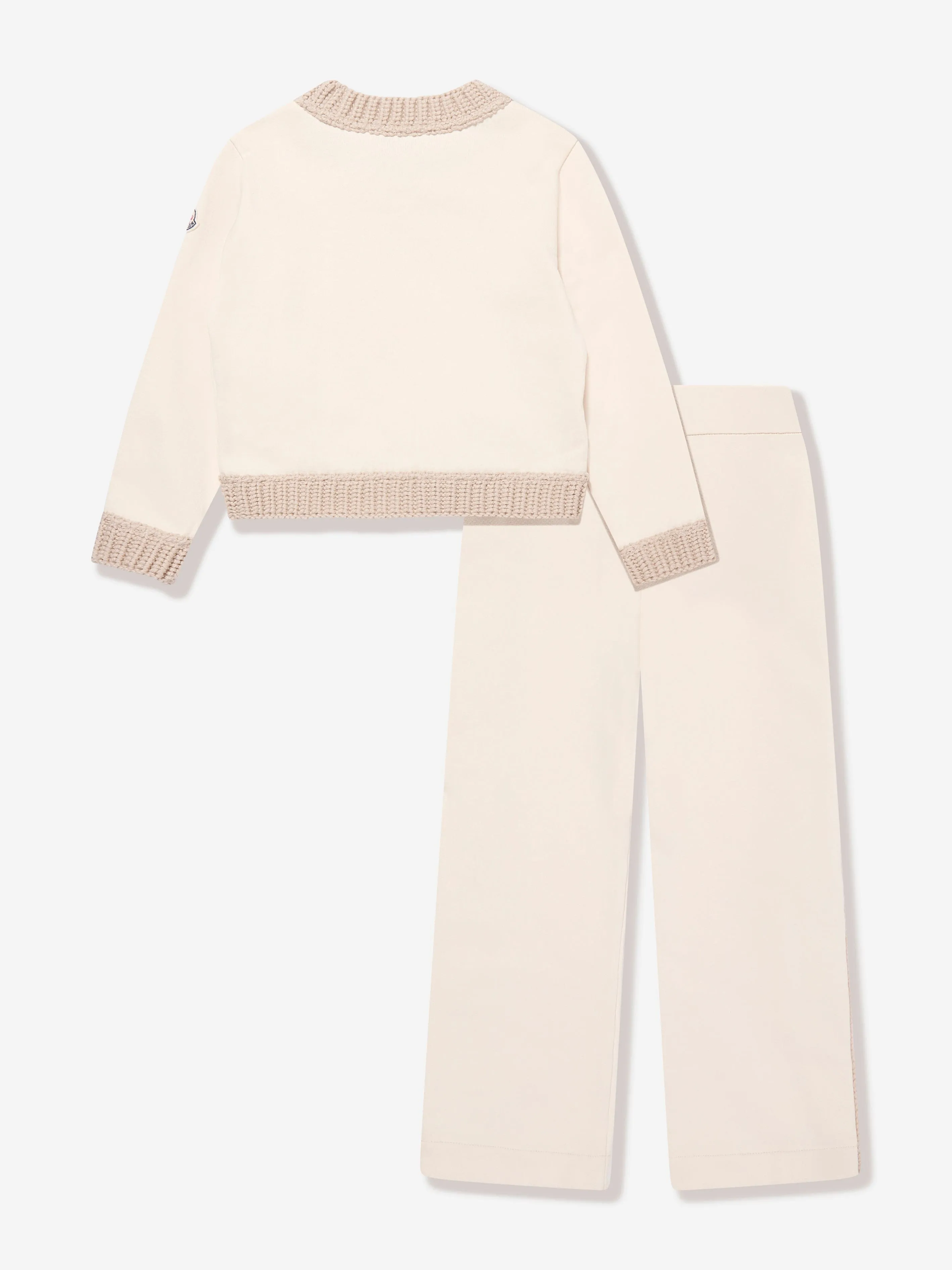 Moncler Enfant Girls Knitted Trouser Set in Ivory