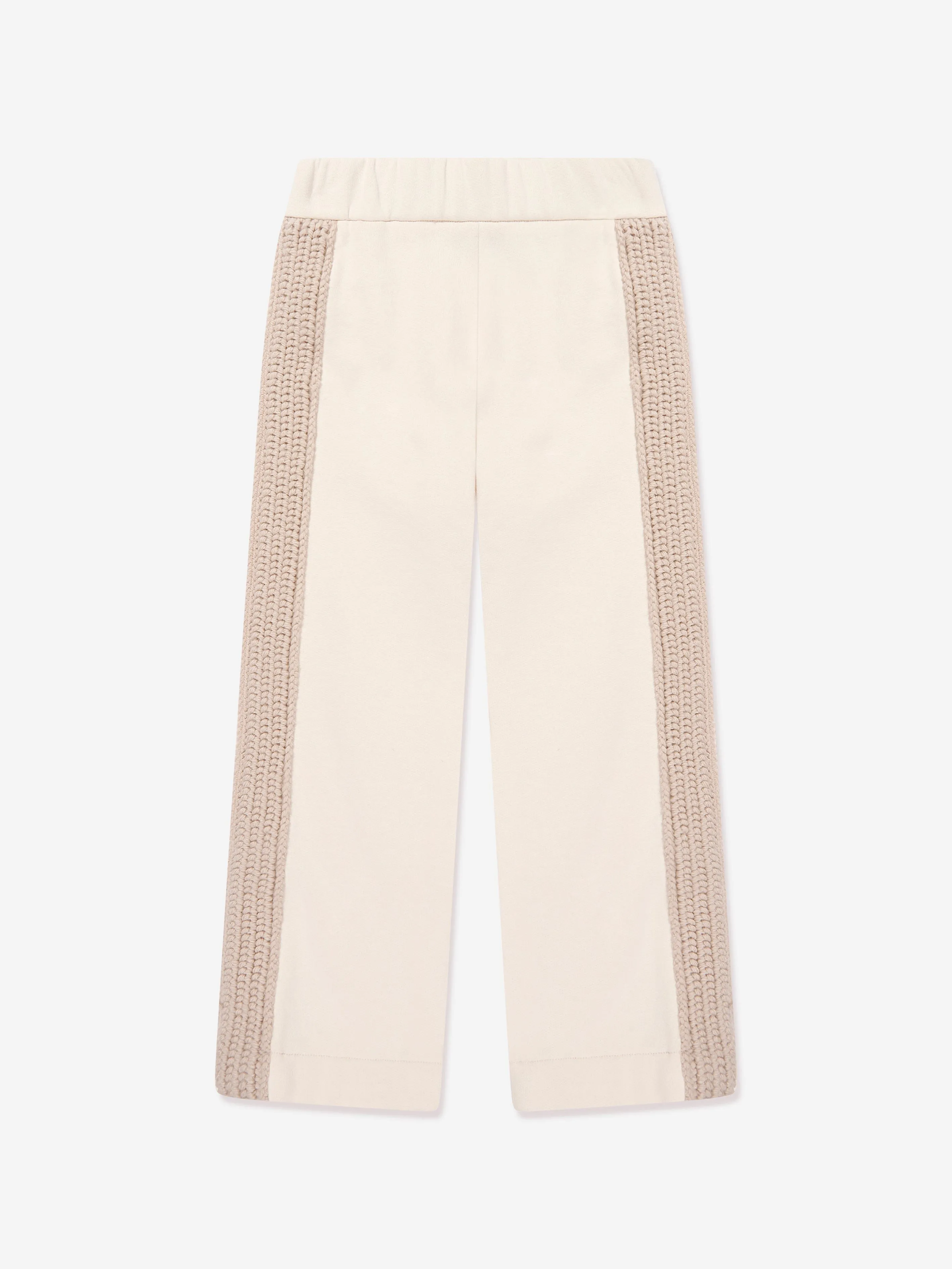 Moncler Enfant Girls Knitted Trouser Set in Ivory