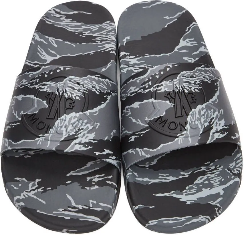 Moncler Grey Tiger Stripe Basile Slides