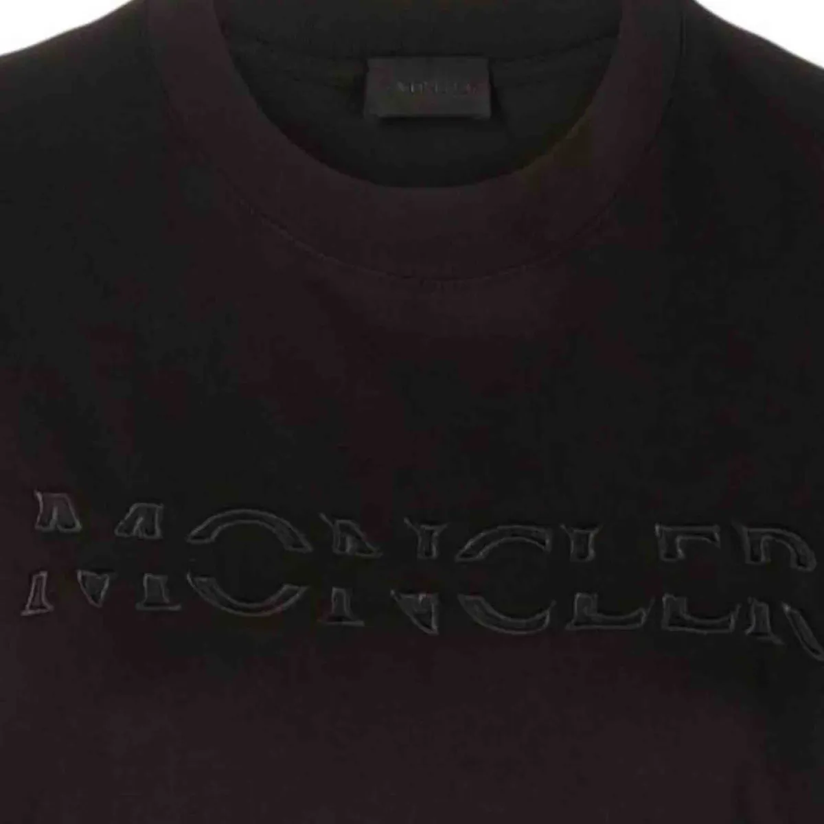 Moncler Ladies Spliced Embroidered-Logo T-Shirt in Black