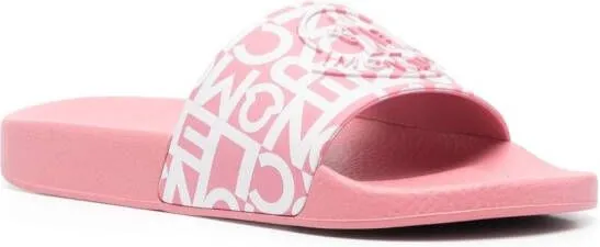 Moncler logo-strap slides Pink