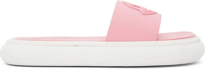 Moncler Pink & White Slyder Flat Sandals