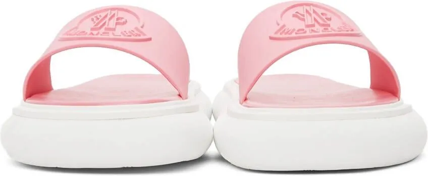 Moncler Pink & White Slyder Flat Sandals