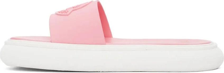 Moncler Pink & White Slyder Flat Sandals