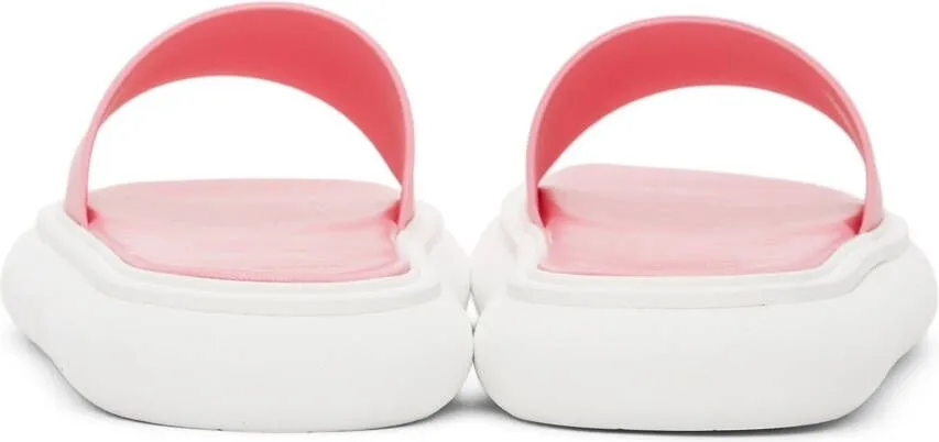 Moncler Pink & White Slyder Flat Sandals