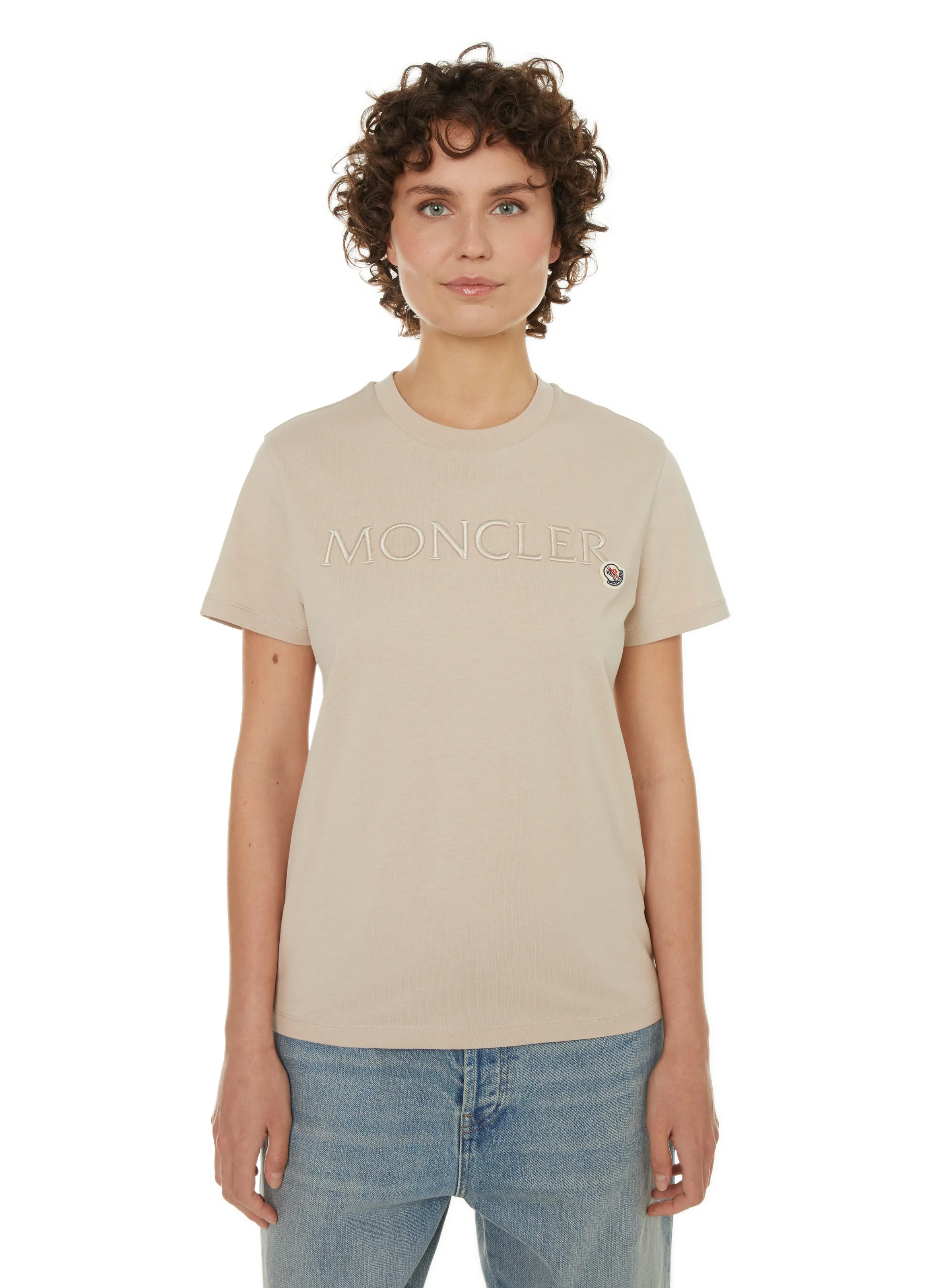 MONCLER  T-shirt with logo - Beige