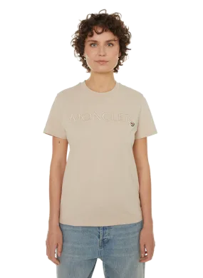 MONCLER  T-shirt with logo - Beige